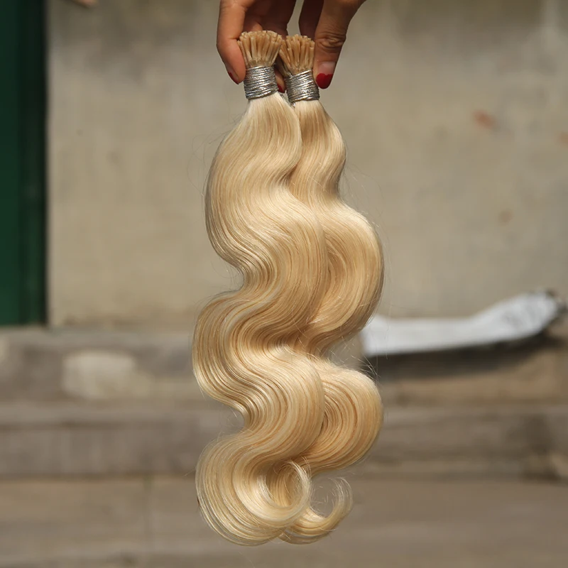 Remy Body Wave Nail Tip Hair Extensions 14-30inch Fusion Human Hair Extensions #4 Pre Bonded Keratin I Tip Vrigin For Women