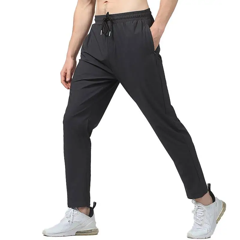 MenRunningPantsDrawstringQuickDryFashionTrainingSweatpantsNylonSolidBackPockets
