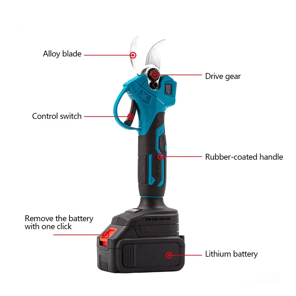 Cordless Electric Pruning Shears Electric Garden Scissors Garden Tool Pruner Fruit Tree Branch Cutter for Makita Battery 5