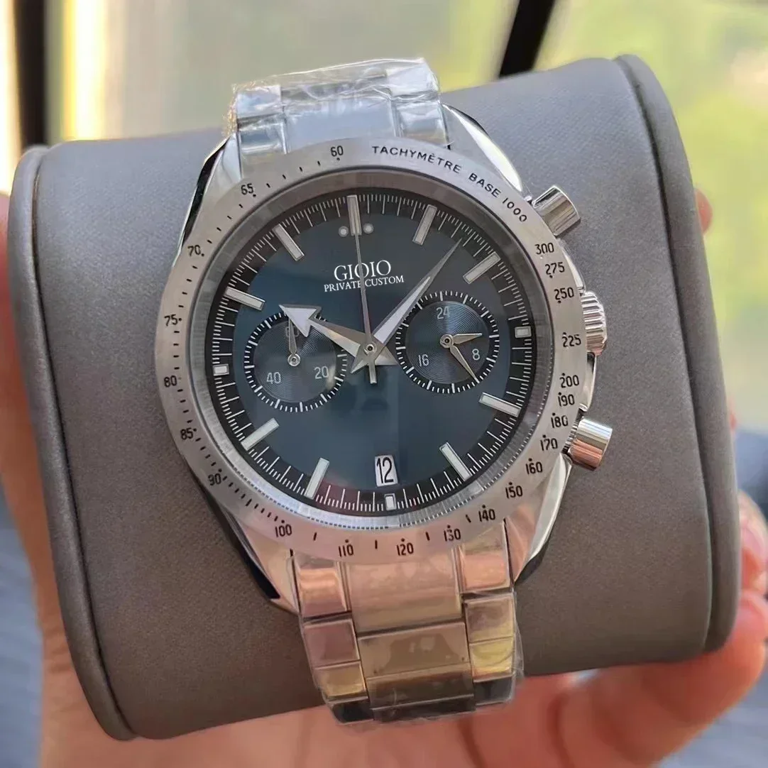 

Luxury Men's Quartz Chronograph VK63 Watch 904L Stainless Steel Black Green Speed Sapphire Wristwatch Moonwatch