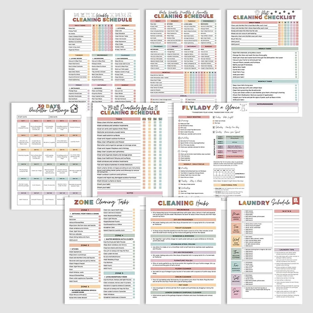 ADHD CLEANING Family Chore Chart Yearly Cleaning Checklist Planner 5