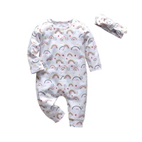 0-18month Newborn Infant Baby Girls 2pcs Clothes Fashion Cotton Long Sleeve Romper Jumpsuit with Headband Toddler Baby Clothing 1