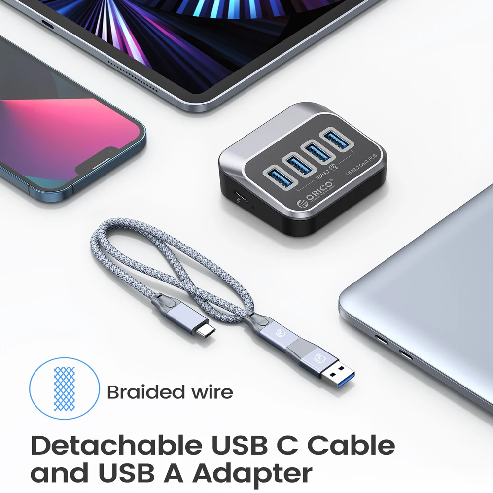 Orico-abs Hub Alimentado com Adaptador de Energia Usb tipo c Leitor de Cartão Divisor 5gbps Carregamento Pd18w Desktop Acessórios pc Pd18w - Imagem 2