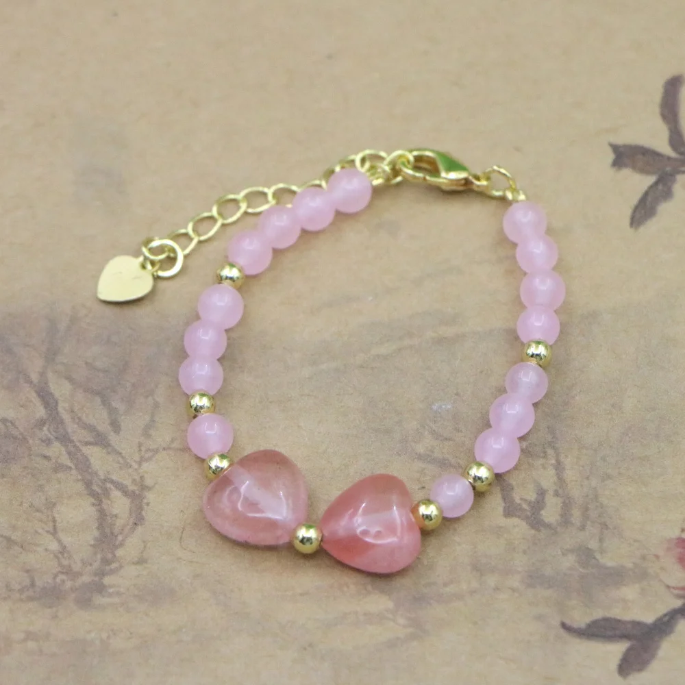 Natural Stone Bead Bracelet for Girls - High Quality Lobster Clasp Jewelry Gift