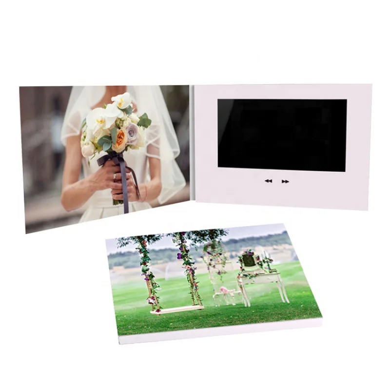 커스텀 LCD 스크린 디지털 청첩장 인사 카드, 비디오 소책자 브로셔