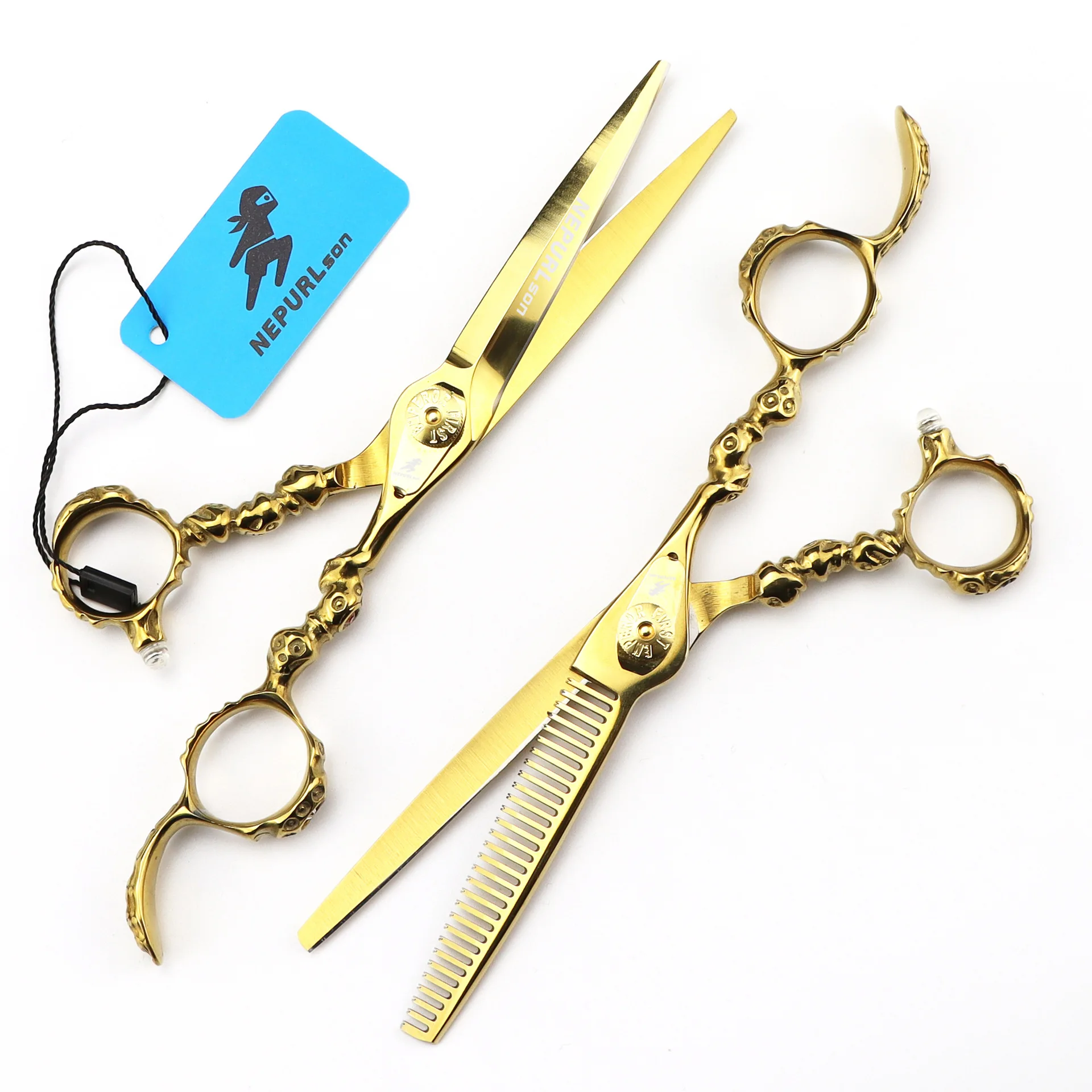 

LHG-12 Gold 6.0in 440C Hairdressing scissors with special shape