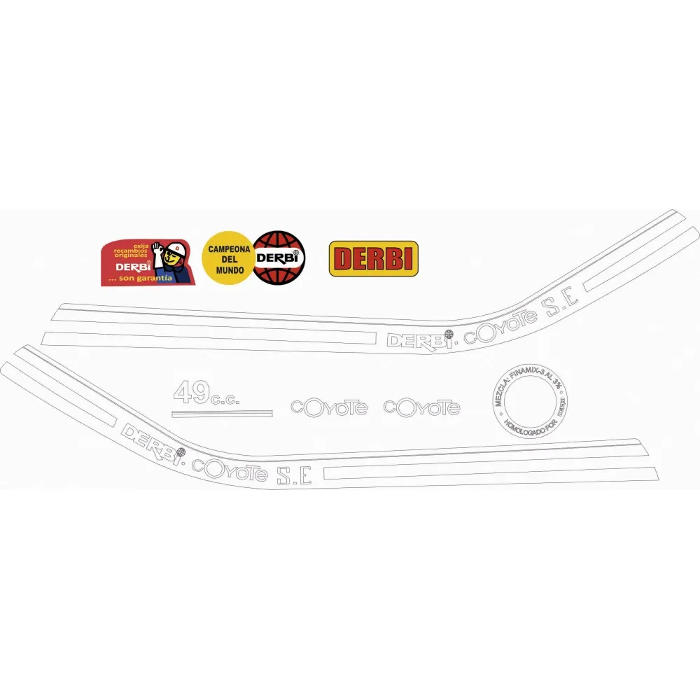 Set Di Adesivi Compatibili Per Moto Classici Derbi Coyote S.E.