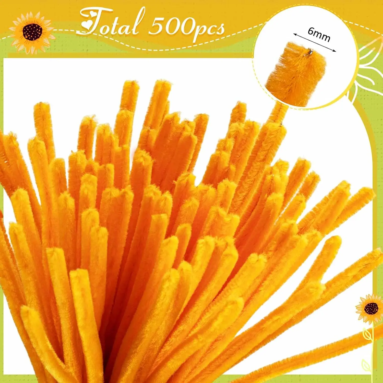 500 Delige Pipe Cleaner Flowers Kit – Bloemen Maken Met Kralen, Lint En Kaartjes – Geel & 5 Kleuren