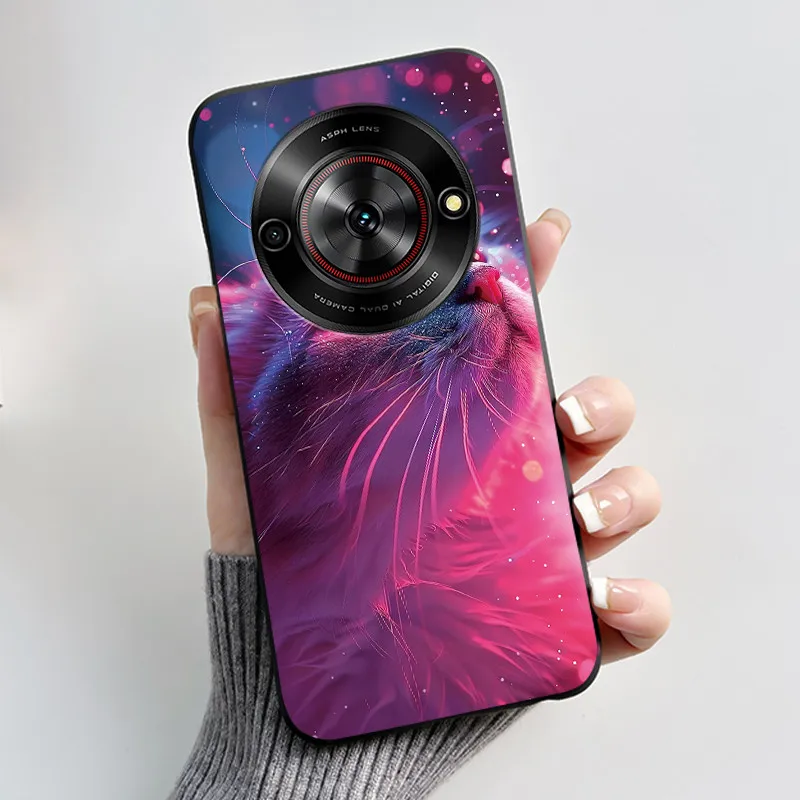 Aesthetic Cute Cat Fashion Shockproof Black Matte Soft TPU Phone Case