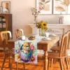 Happy Easter Bunny Eggs Linen Table Runner Holiday Party Decor Spring Watercolor Flowers Plaid Table Runners Dining Table Decor 5