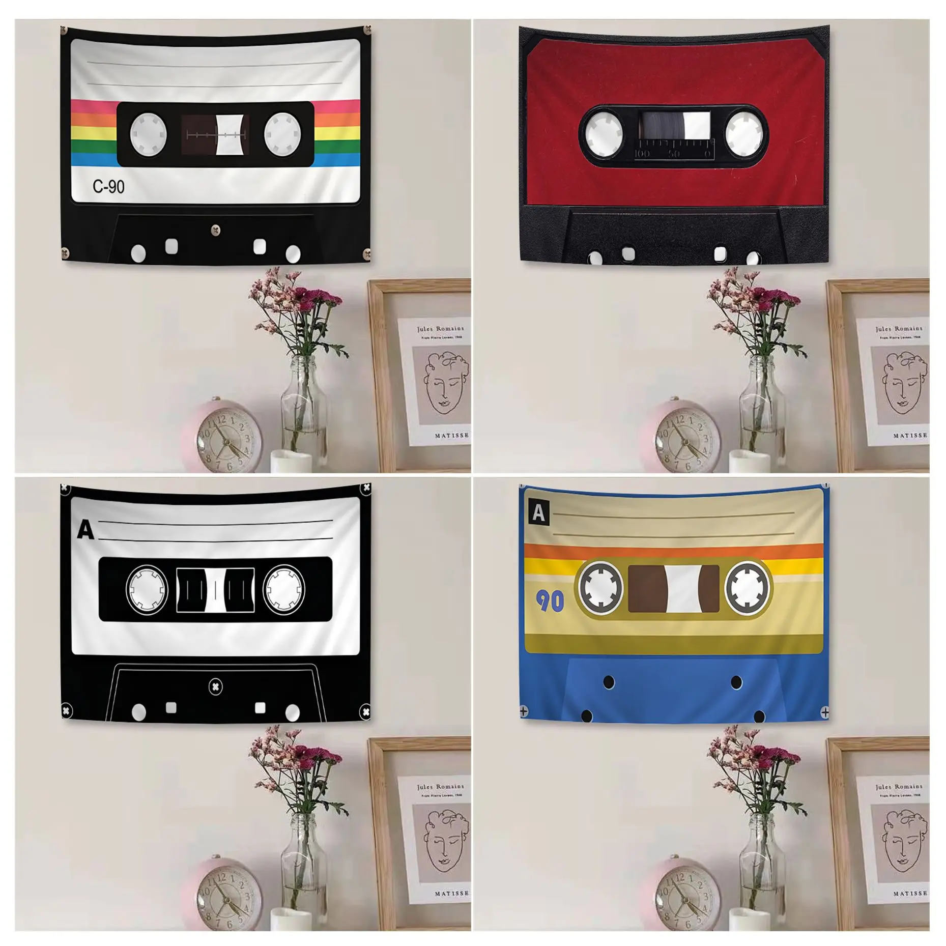 

Cassette Tape Chart Tapestry For Living Room Home Dorm Decor Cheap Hippie Wall Hanging