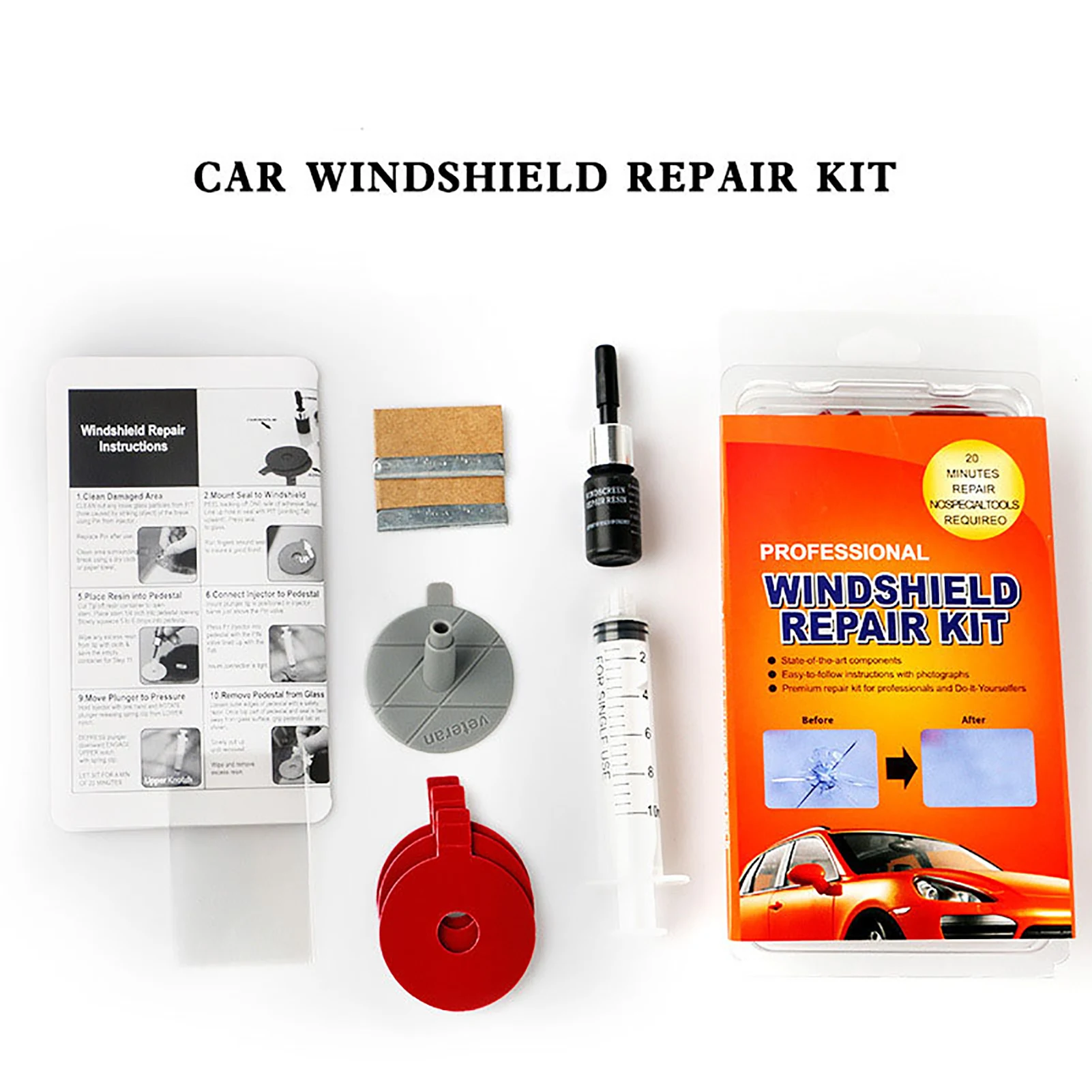 WindshieldRepairKitAutoWindshieldGlassRepairToolSetCarGlass