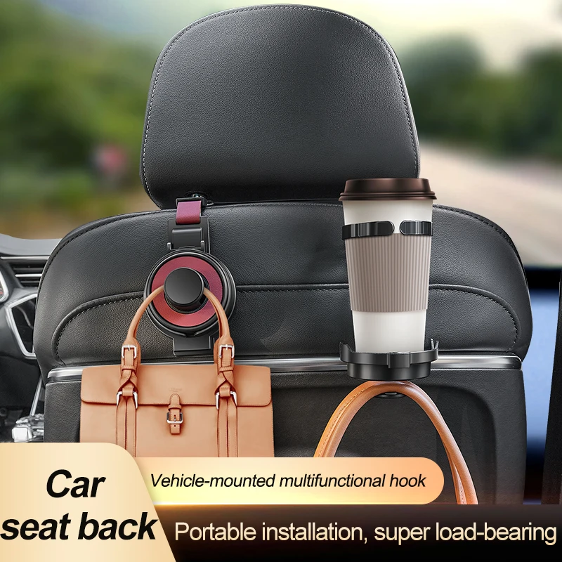 Car Hook, Seat Back Hook, Multifunctional Water Cup Holder, Mobile Phone Holder, Rear Storage for Car Storage