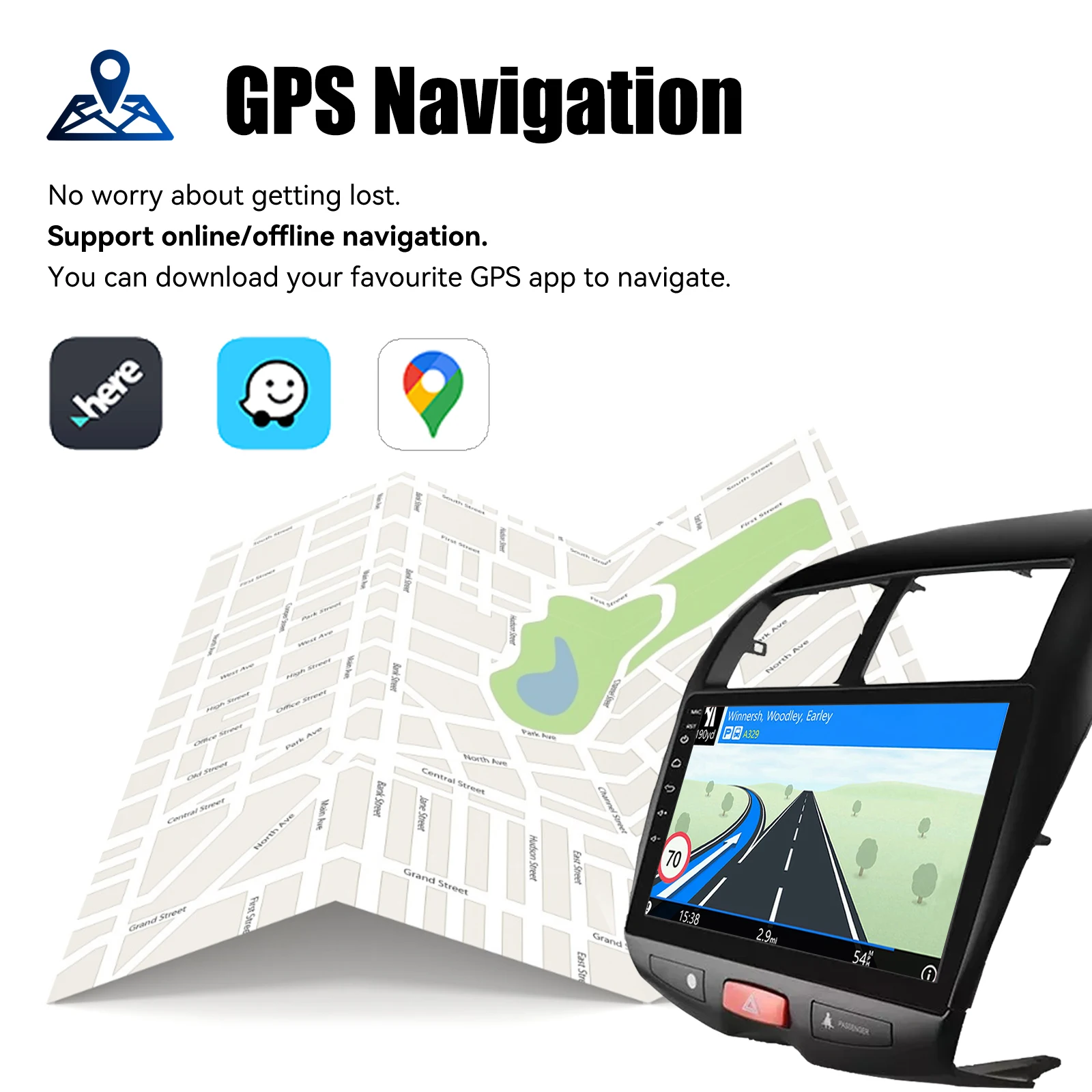 ESSGOO 2 DIN Android 14 Autoradio 10" für Mitsubishi ASX 2010-2016 - GPS Navigation Bluetooth FM/RDS CarPlay Android Auto Lenkradfernbedienung WiFi Multimedia Video Player Mirror Link Head Unit – Detail 8