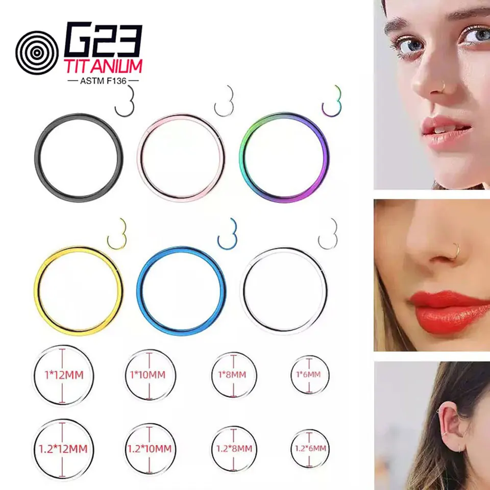 

G23 Titanium ASTM F136 Piercing Hinged Septum Clicker Segment Nose Piercing Cartilage Helix Earrings Body Piercing Daith Jewelry