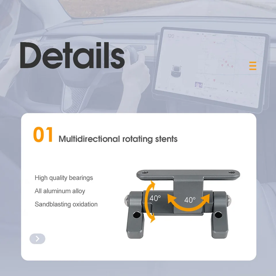 パーツ [Tesla Model 3/Y]Screen Rotating Bracket Tesla Model Y & Model 3 Screen Swivel Mount Rotating Bracket