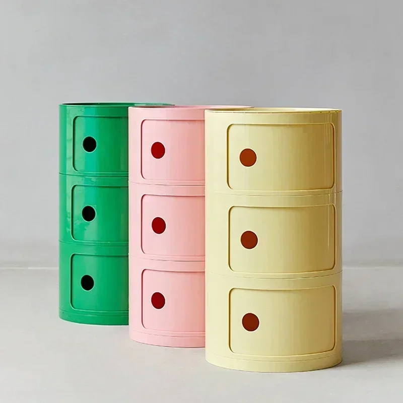 Living Room Sofa Side Bedside Nightstands Set Round Storage Plastic Furniture