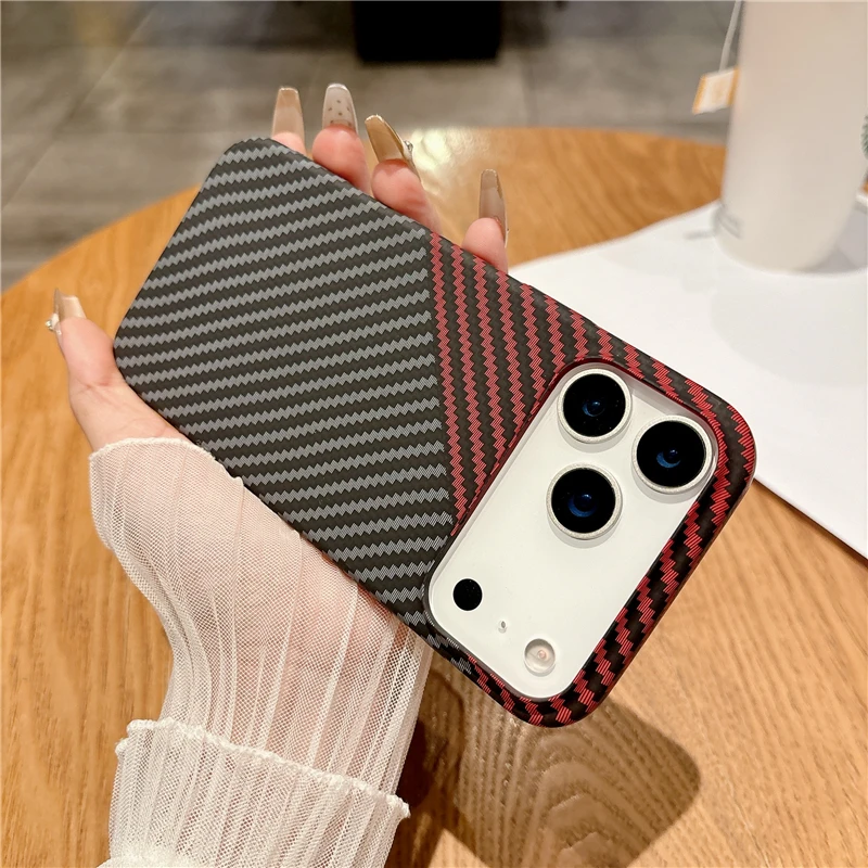 Carbon Fibre Kevlar Armor Magnetic Case with Wireless Charging Compatibility