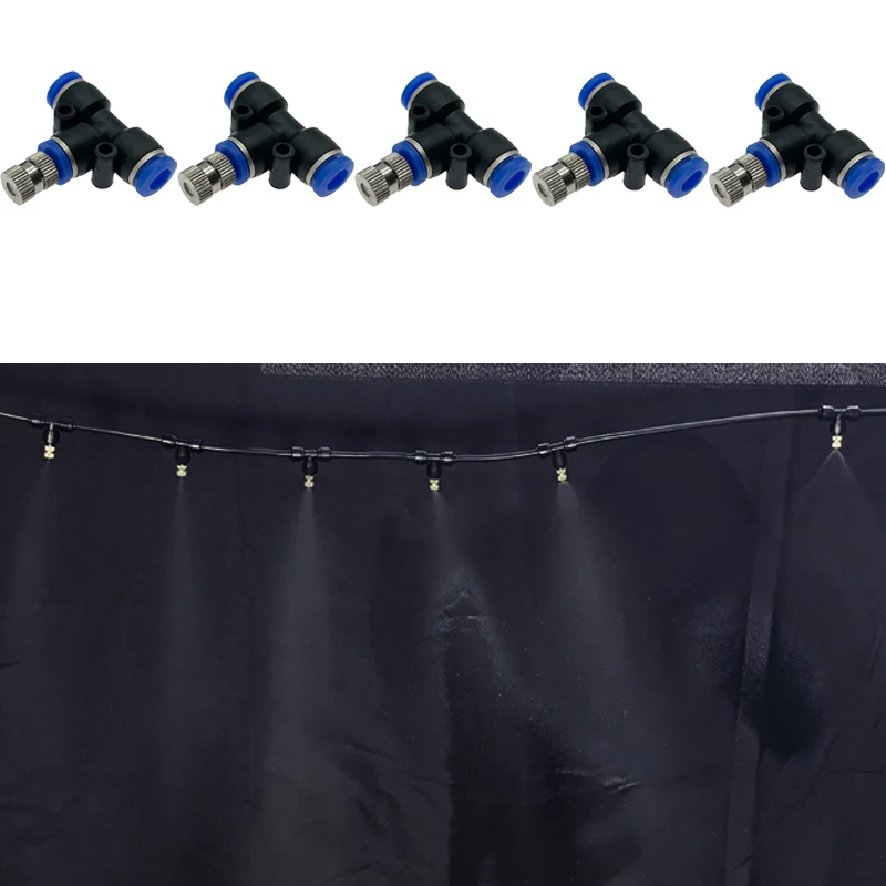 Low Pressure Water Fog Sprayer Misting Cooling System Atomizing Nozzles 6MM Pneumatic Fitting Pipe Connector Garden Tools 5 Pcs
