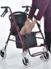 Aluminum Alloy Elderly Shopping Handcart, Push-and-Sit Capability, Four-Wheel Foldable Cart, Seating Mobility Walker 3