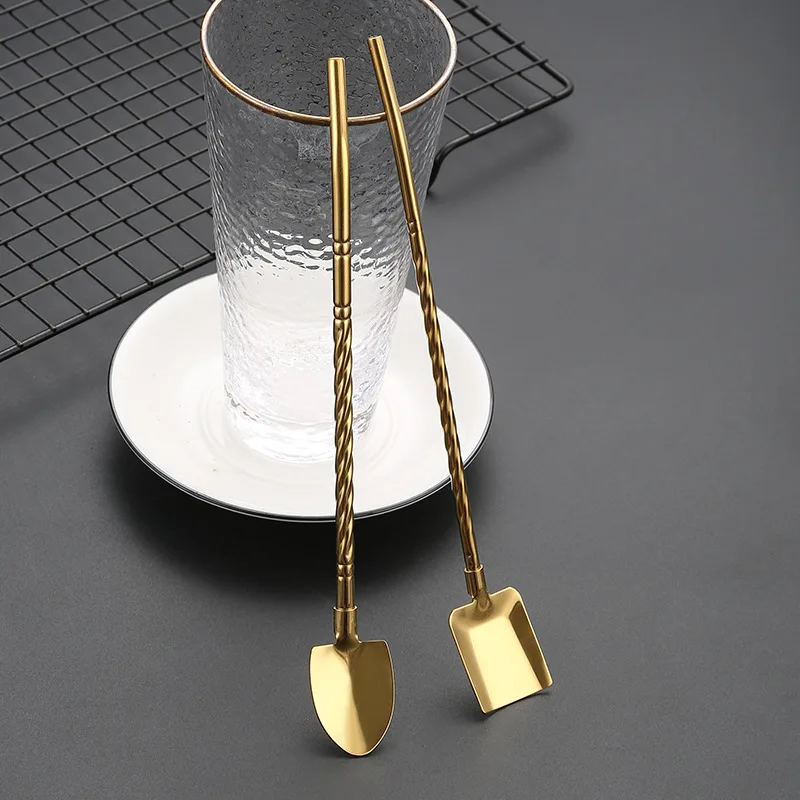 

Stainless Steel Spade Shaped Spoon Tea s Long Handle Ice Cream Dessert Coffee Stirring Kitchen Tablewares