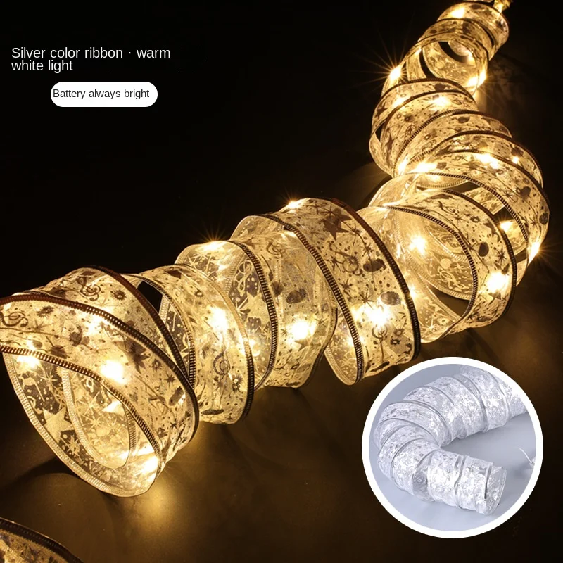 thumbnail image 1 of LED Ribbon Fairy Lights Christmas Decoration Christmas Tree Ornaments for Home 2023 DIY Bows String Lights Navidad New Year 2024, 1 of 5