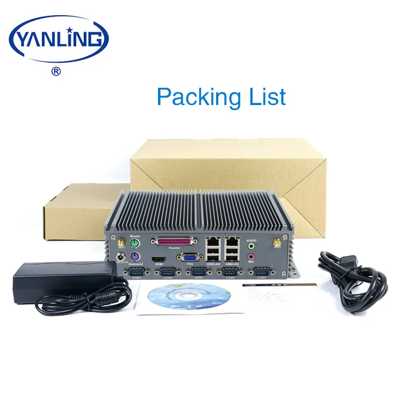 신제품 YANLING 임베디드 컴퓨터 IBOX-206 PLUS J1900 쿼드 코어 팬리스 산업용 PC 터치스크린 32G/64G/128G SSD 재고 있음