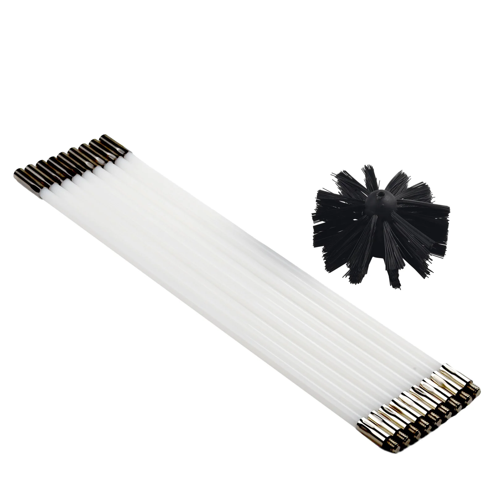 

Flexible Flue Brush Rods Chimney Brush Kit Connectable Chimney Sweep Soot Cleaning Rod+Brush Head Pipe Chimney Cleaning Set