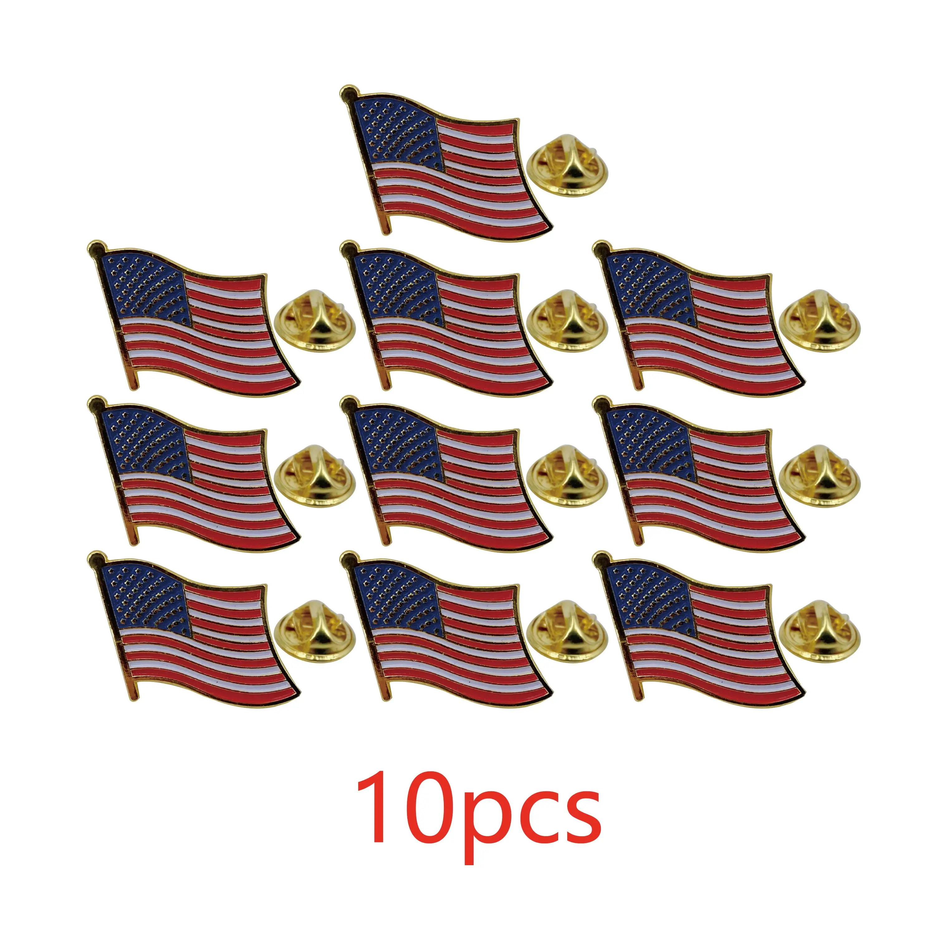 Bulk American Flag Lapel Pins - Metal Enamel USA Pin With Butterfly Clasp For Suits, Hats, Backpacks (12/20/50/100 Pcs Sets)