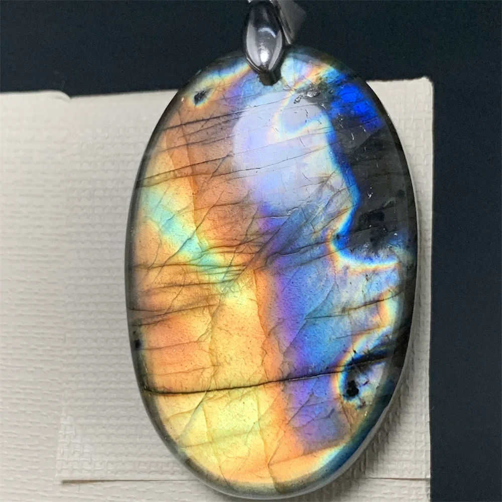 Pendant Necklace Uglyless Natural Unique Purple Light Colorful Labradorite Pendants Women Rainbow Labrador Beads Blue Light Labradorite Necklaces