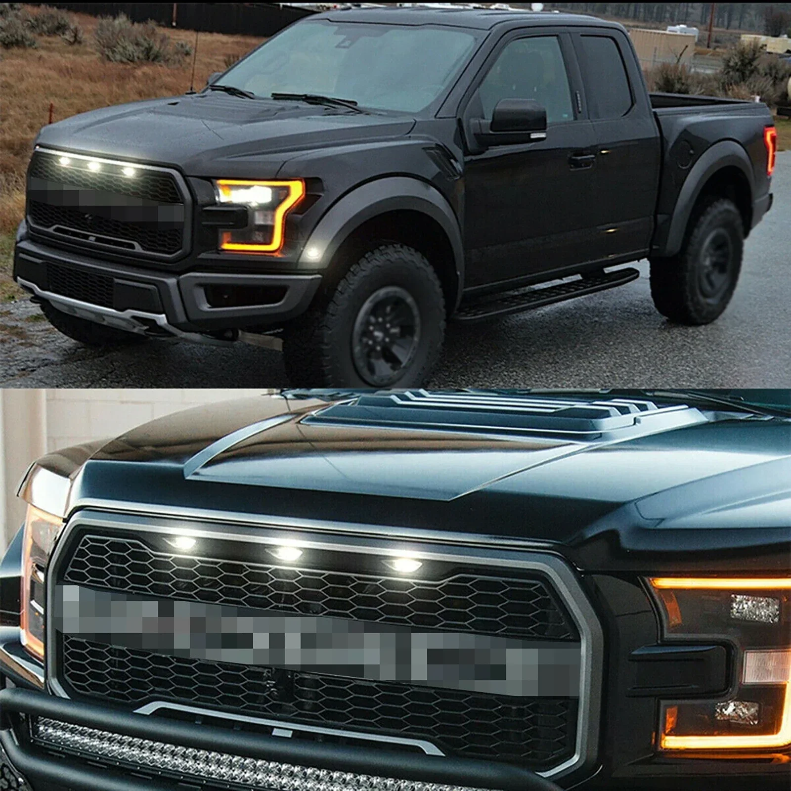 LED Grille Light Universal Car Smoked Amber White Grill Light Lighting Eagle Eye Lamp for Off Road Trunk SUV Ford Toyota car led running lights