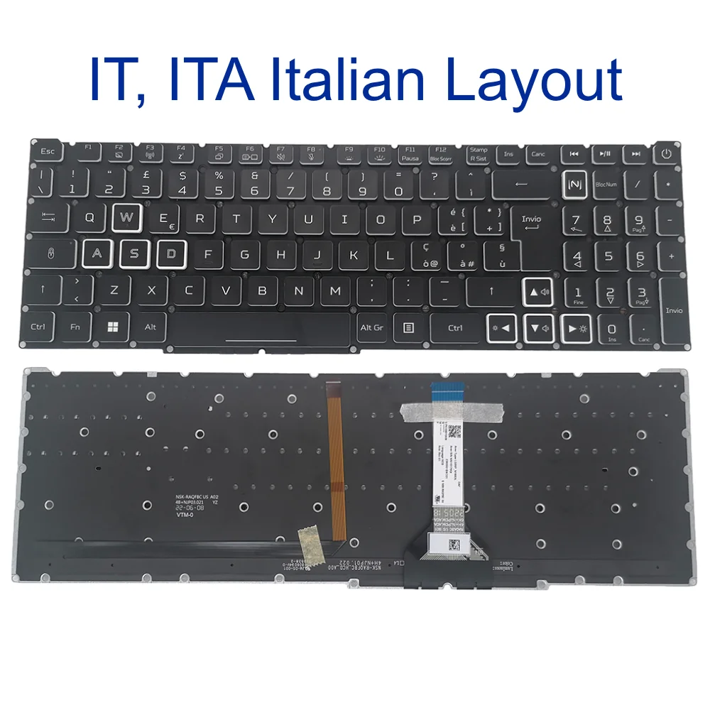 Teclado Retroiluminado para Acer Nitro be Azerty Pt-br Ita Rgb An51754 An51741 An515-45 Helios 300 Ph315-54 Lg05p N16b3l - Imagem 3