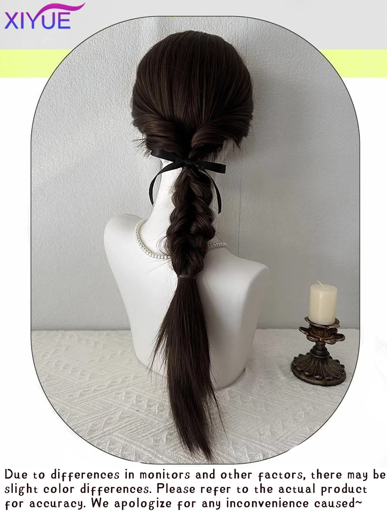 XIYUE 24inch Light Brown Synthetic Long Wigs For Woman With Bangs black Cosplay Lolita Wig for Women Daily Use Heat Resistant 가발