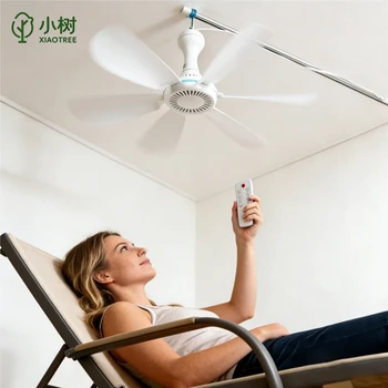 XIAOTREE USB Ceiling Fan DC 5V Air Circulator Fan 6 Detachable Blades Portable Hanging Ceiling Fans Camping Fan for RV & Home 1
