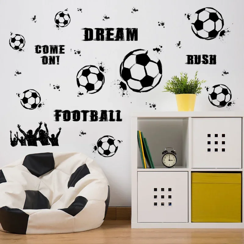 

2Pcs/set Voetbal Engels Slogan Muursticker Woonkamer Slaapkamer Studie Restaurant Zelfklevende Decoratieve Mural Muursticker