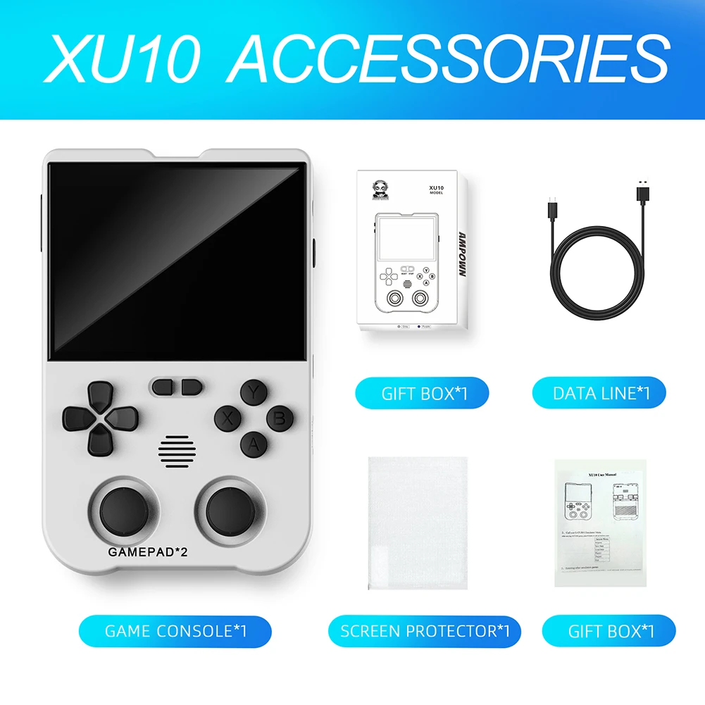 

XU10 Handheld Game Console 3.5 Inch IPS Screen Linux Video Game Player 64G/128G/256G 3000mAh Double Joystick Children's Gift
