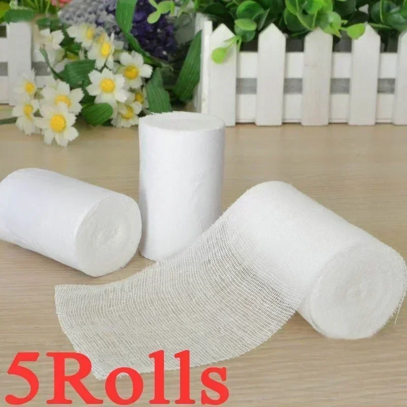5 Rolls PBT Elastic Bandages Outdoor Emergency First Aid Bandages Breathable Mesh Bandages for Fractures Outdoor First Aid Tools