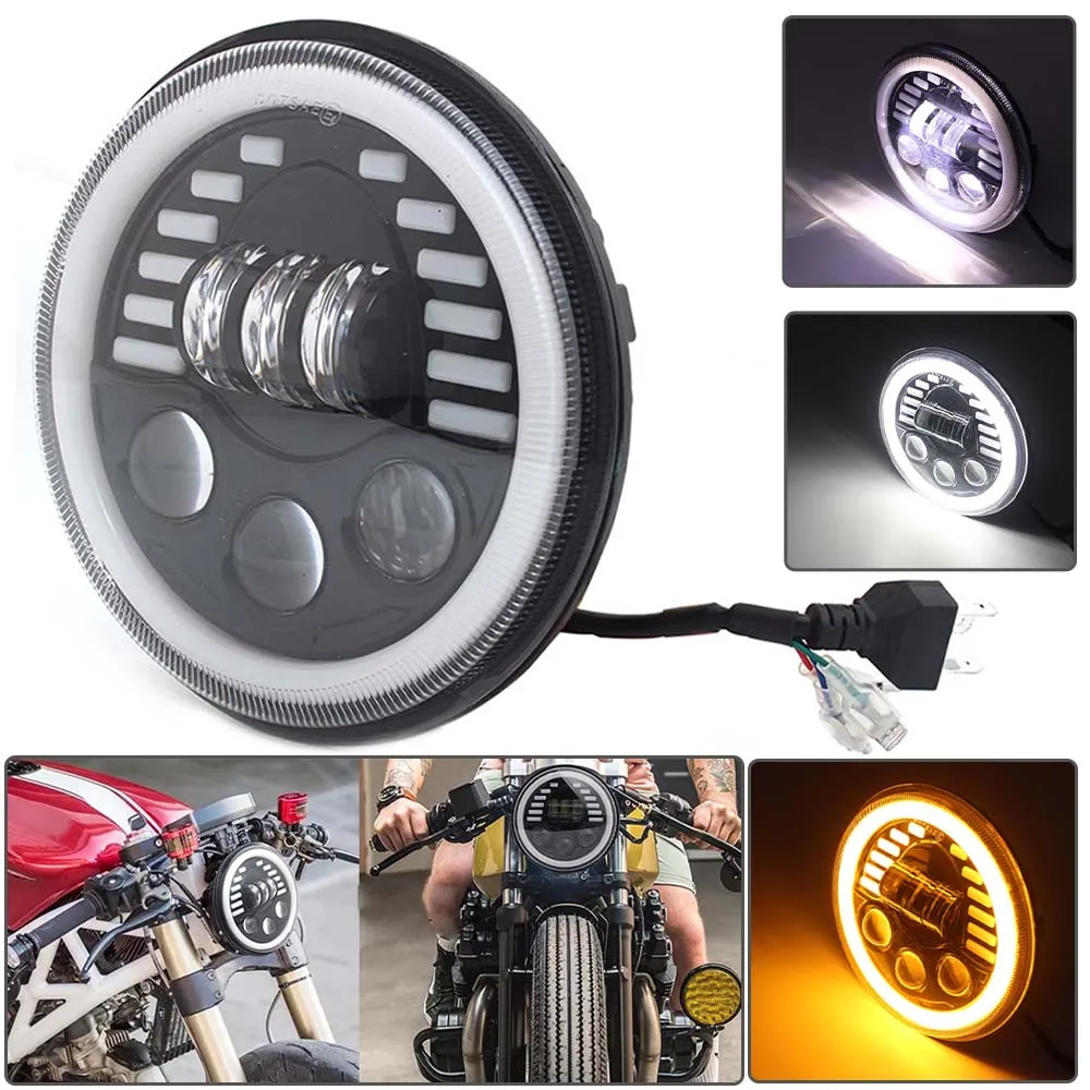 

Universal 7 Inch Led Car Motorcycle Headlight DRL Headlamp For Harley BMW Honda CB400 Yamaha Cafe Racer Bobber 7" Head Lights