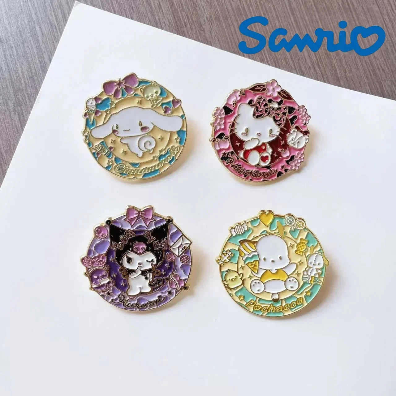 

Sanrio Hello Kitty Brooch Action Anime Figures Cinnamoroll Brooch Anime Cartoon Enamel Lapel Backpack Clothing Accessories Gifts