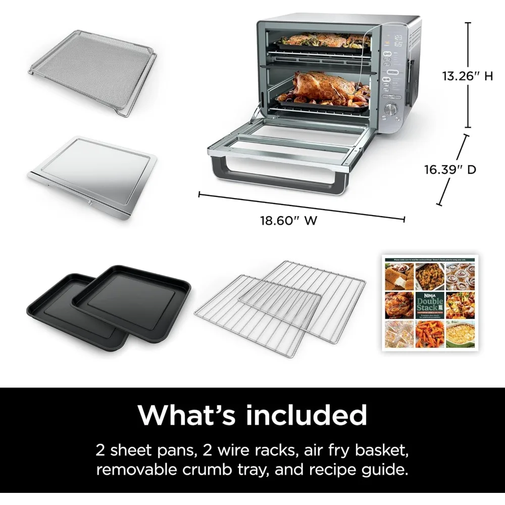 Countertop Oven Double Stack XL & Air Fryer with Pro Cook System, 12-in-1, Air Fryer, Bake, Broil, Reheat, Stainless Steel 2