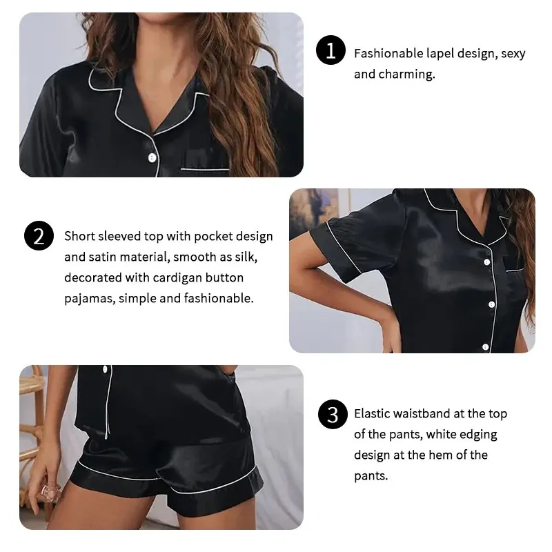 Pyjama femme gros plans haut milieu bas détails coutures