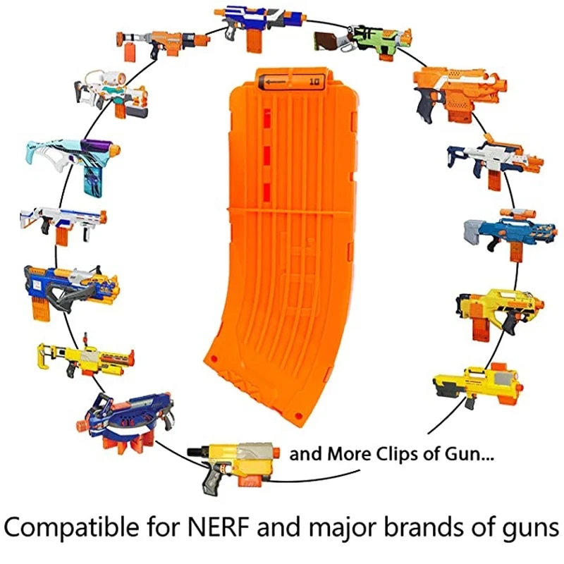 3Pack Curved Magazine Quick Reload Clip Orange With 30pcs Dart Refill Soft  Bullets For Nerf Toy Guns N-Strike Elite Series - AliExpress
