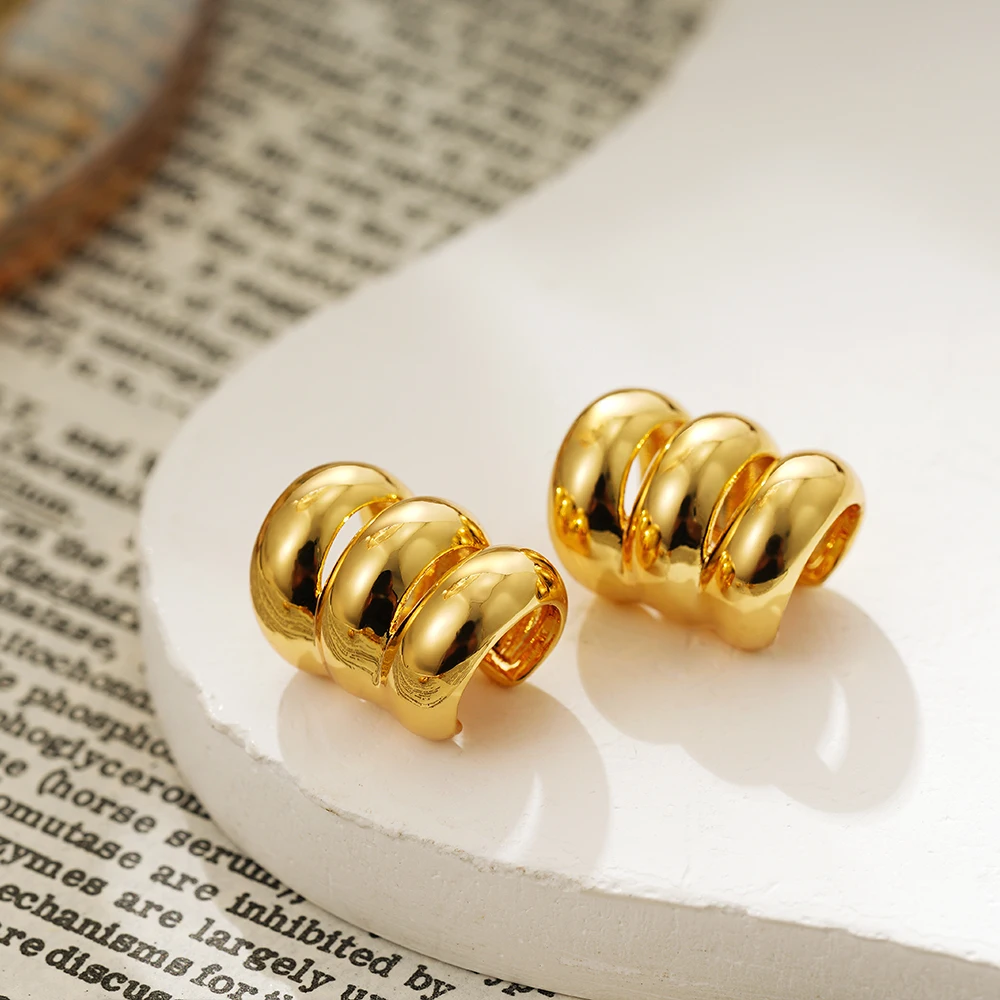 18K Gold Plated Unusual No Piercing for Cartilage Clip Earrings Women Girls Teens Hypoallergenic CC Ear Cuff Climbing Earclips