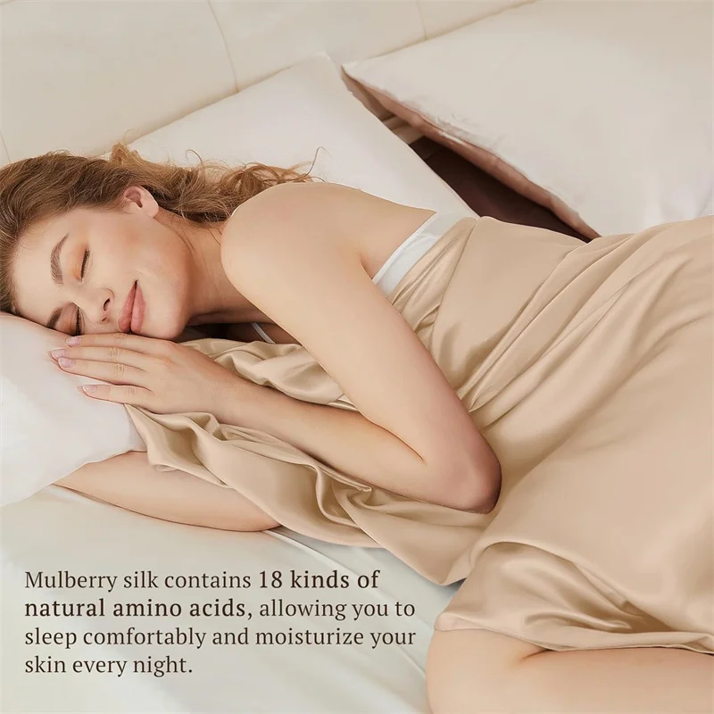 1PC Mulberry Silk Flat Sheet Luxury Smooth Bed Sheets Top Sheet Single Double King Queen Size Couple Bed Linen Soft Bedspreads 4