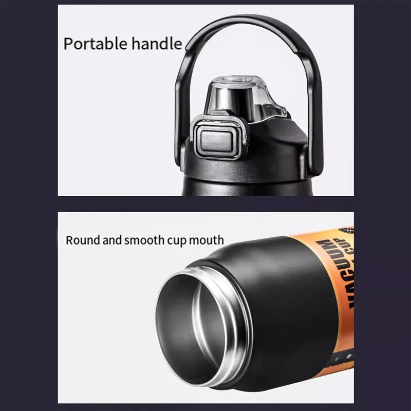 304 stainless steel vacuum large capacity thermal insulation pot double drinking lid portable sports pot outdoor hiking pot 4