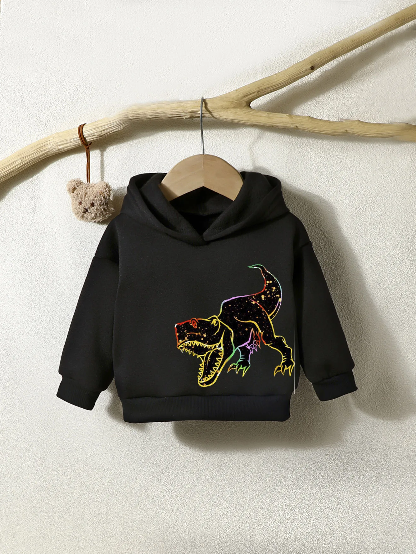 Children sweatshirt Spring and Autumn Boys' Sweaters with Round Neck and Cap Long Sleeve Dinosaur Pattern Fashionable Warm Kids