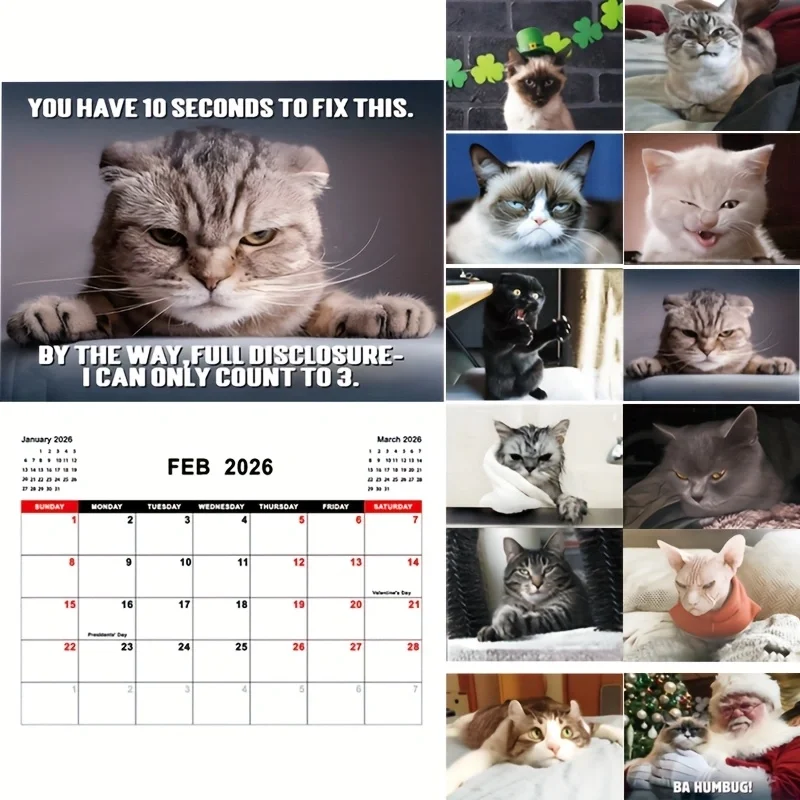 2026 Wall Calendar Thick Material Home Office Decoration Monthly Calendar Lunar Calendar Lightweight and Convenient Tearable