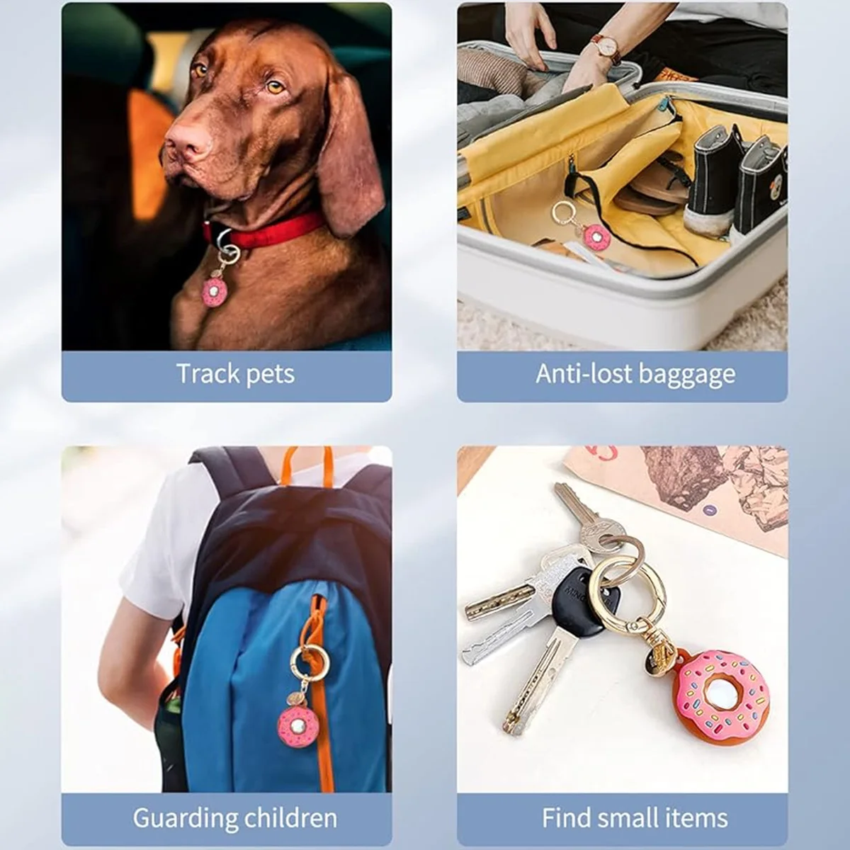 Durable Donut AirTag Holder - Protective Keychain with Rugged Strap