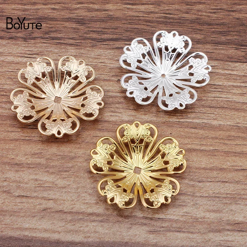 BoYuTe 금속 황동 스탬핑 32mm 선조 꽃 파인딩, DIY 빈티지 쥬얼리 액세서리, 수제 재료, 50 개 로트