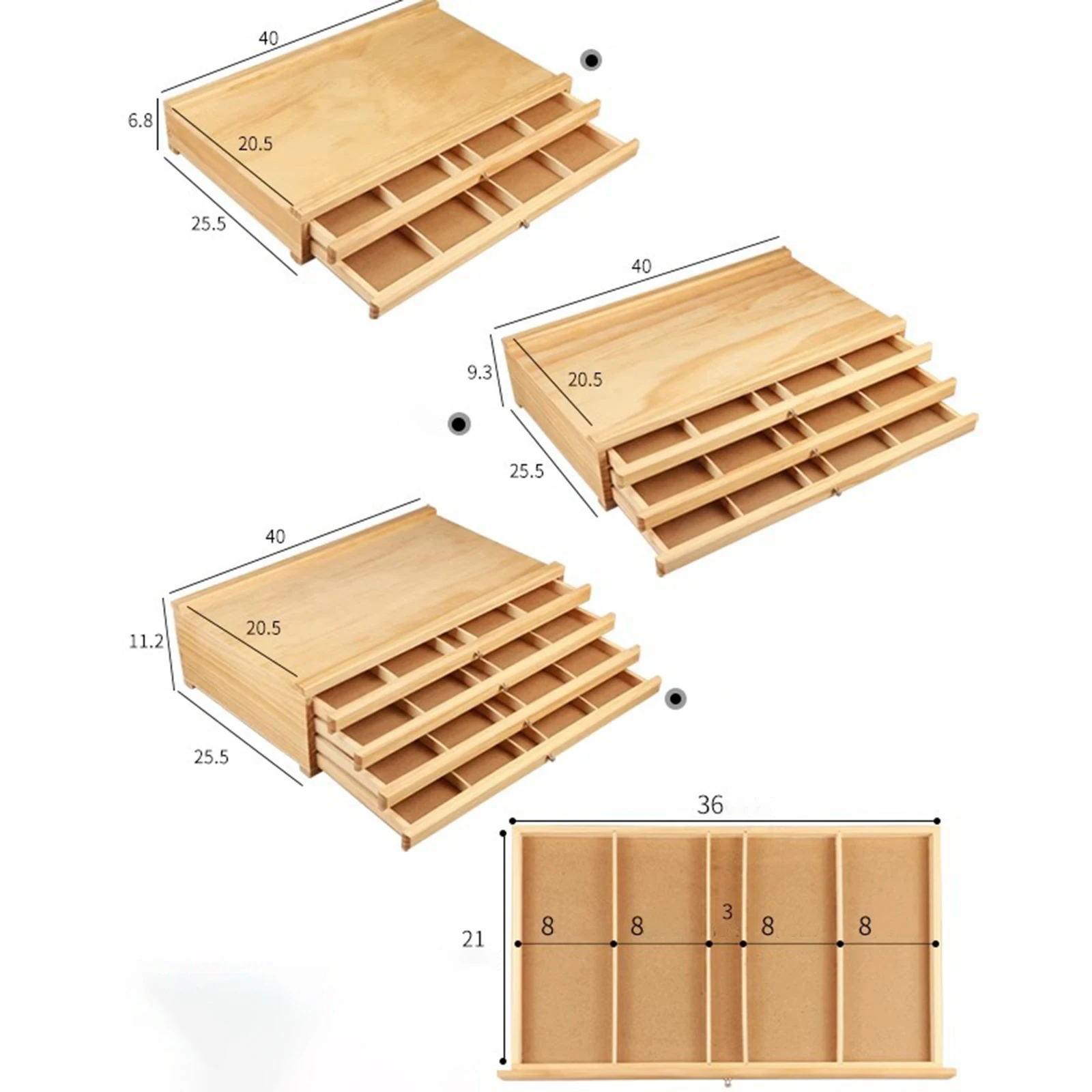 Color Pencils Storage Box Wooden Art Tool Box with Removable Divider for Erasers Watercolor Pens Markers Pastel Pencils Stamps